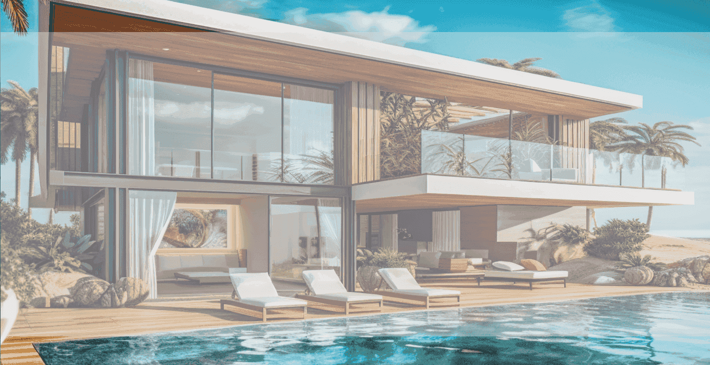 Luxury modern villa at night